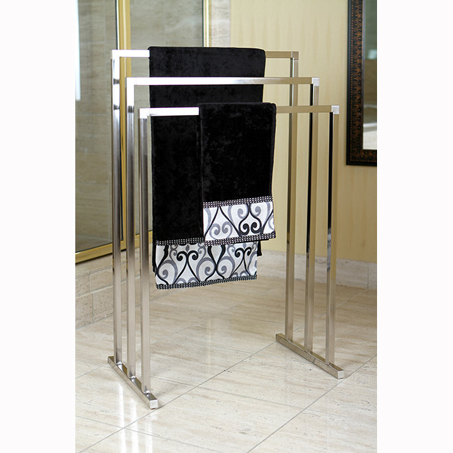 Satin Nickel 3-Tier Freestanding Towel Rack