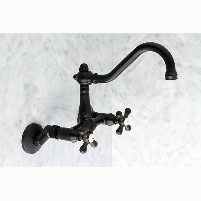 Vintage Oil Rubbed Bronze Wall Mount Kitchen Faucet