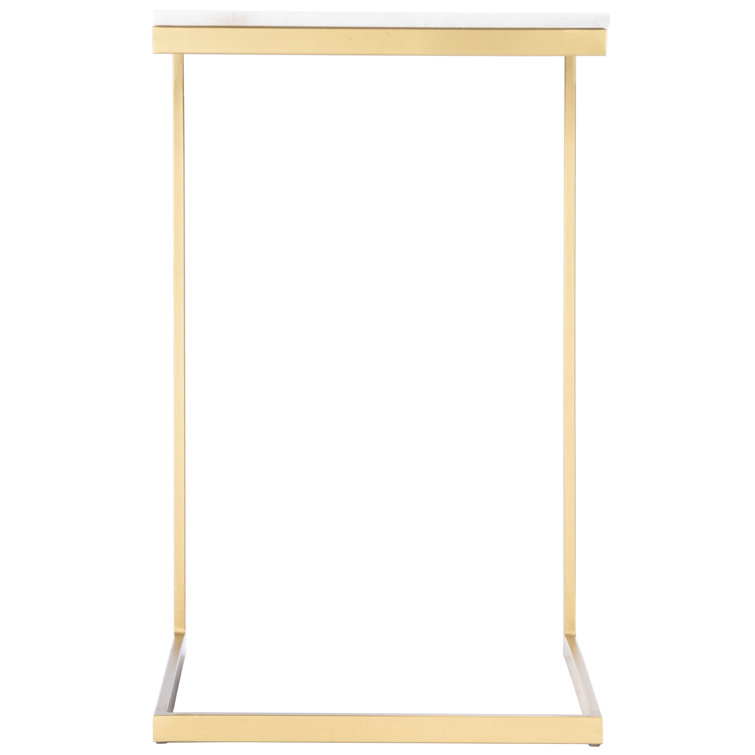 Antique Gold & White Marble Square End Table