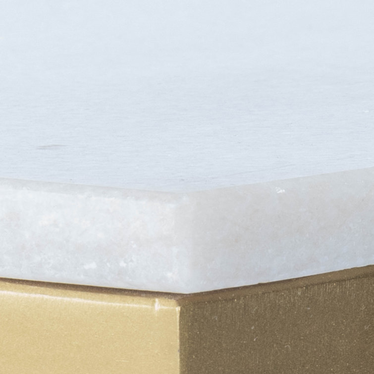 Antique Gold & White Marble Square End Table