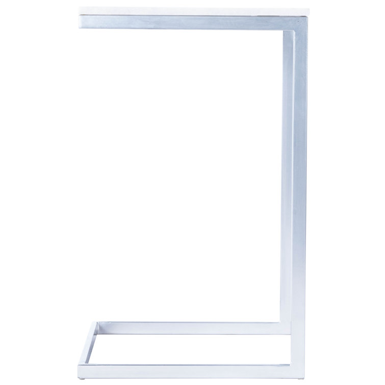 Lawler 26'' Brushed Nickel Iron Base with White Marble Top End Table