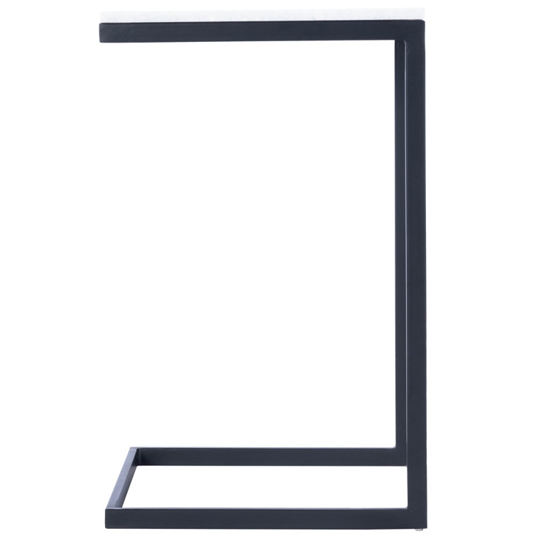 Cleo Modern C-Shape Black Iron & White Marble End Table