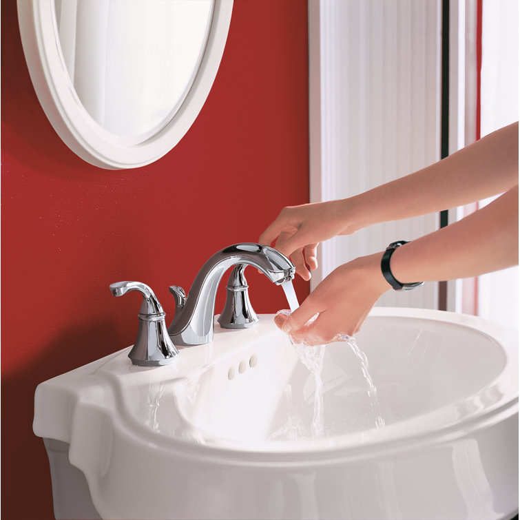 Elegant Forte Polished Chrome 8" Widespread Double Handle Bathroom Faucet