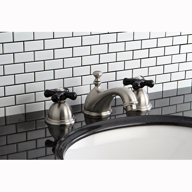 Brushed Nickel Traditional Widespread Bathroom Faucet with Drain Assembly