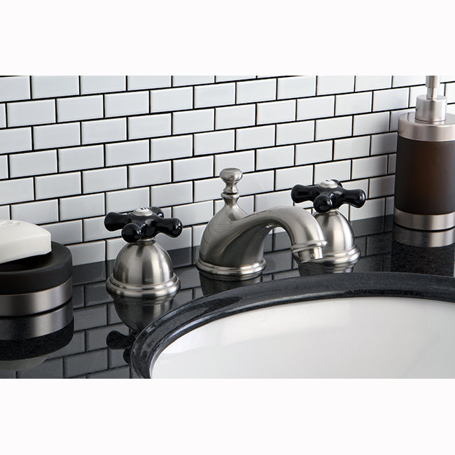 Brushed Nickel Traditional Widespread Bathroom Faucet with Drain Assembly