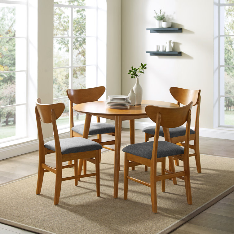 Acorn Brown Mid-Century Modern 5-Piece Wood Dining Set
