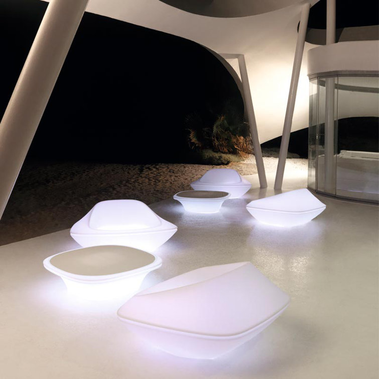 Taupe Square Acrylic Outdoor Pedestal Coffee Table