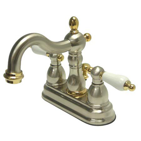 Heritage Dual-Tone Centerset Lavatory Faucet with Porcelain Lever