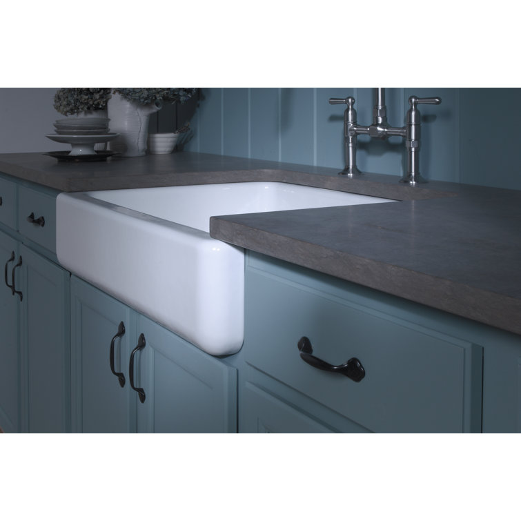 Teal Cast Iron Single-Bowl Farmhouse Kitchen Sink