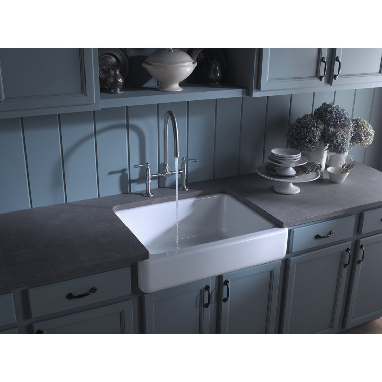Teal Cast Iron Single-Bowl Farmhouse Kitchen Sink