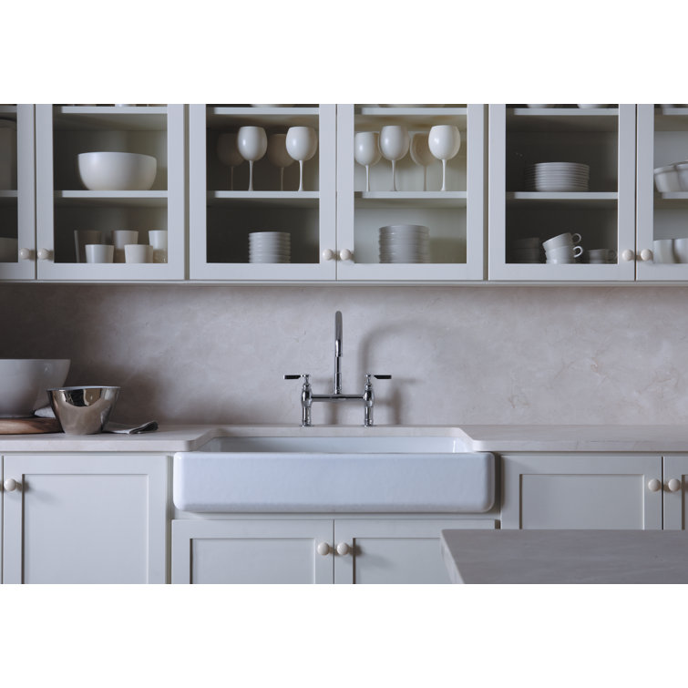 White 36" Cast Iron Farmhouse Drop-In Kitchen Sink