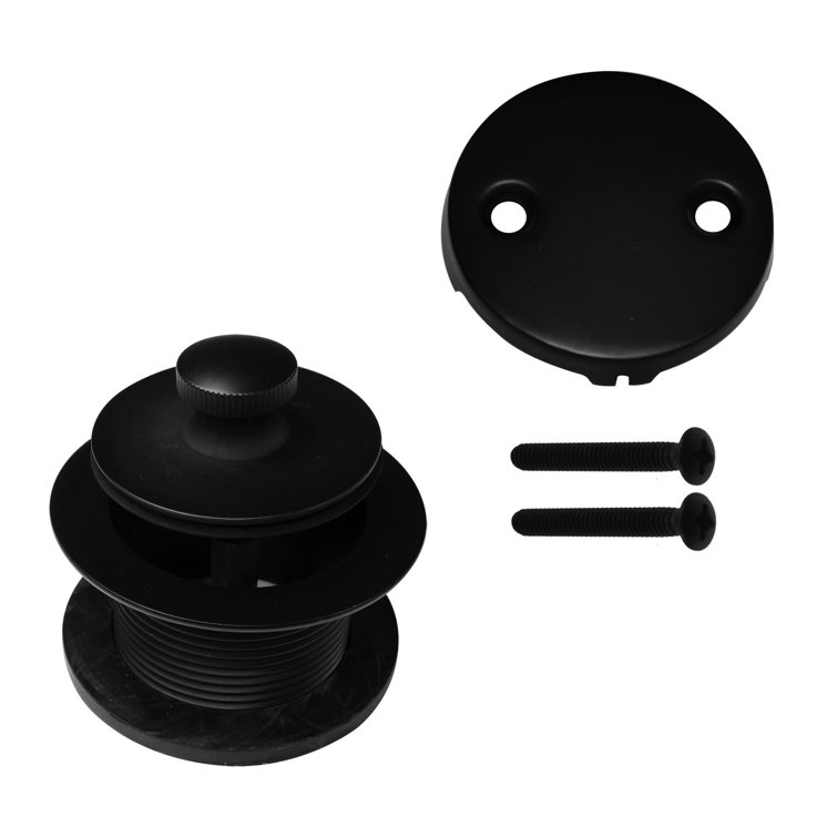 Matte Black Coarse Thread Twist & Close Bathtub Drain Trim Kit