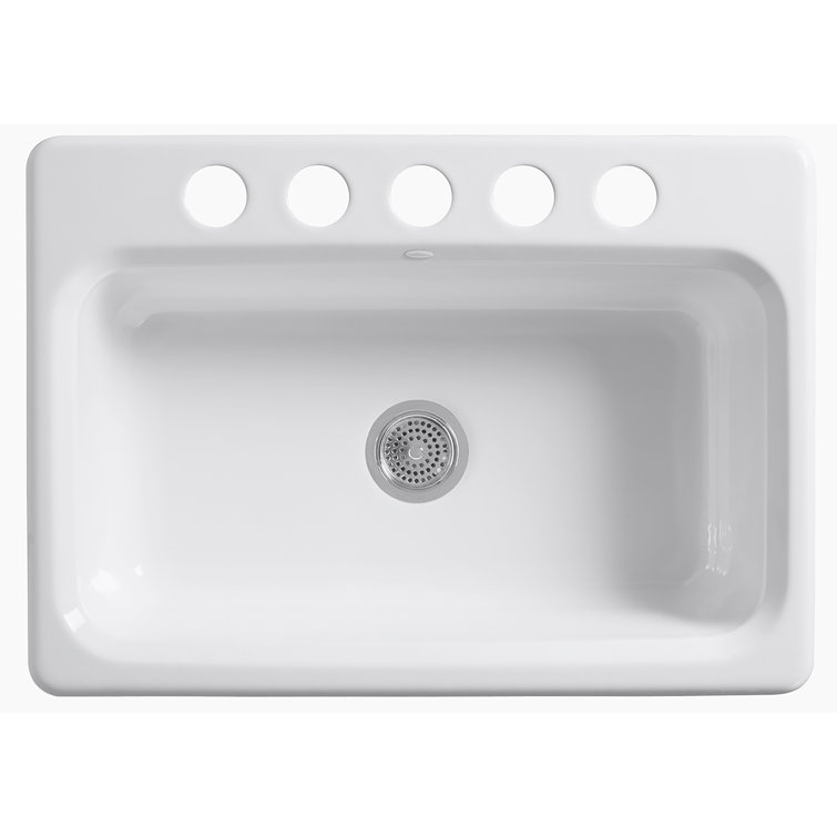 White Cast Iron Single Bowl Undermount Kitchen Sink