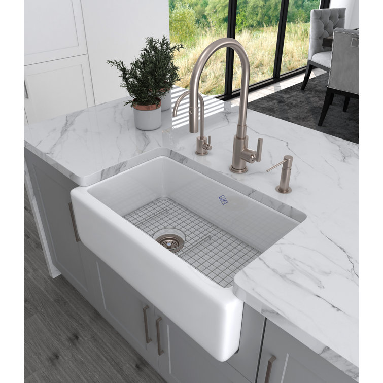 Lancaster 30'' White Fireclay Farmhouse Apron Sink