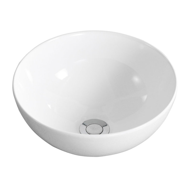 White Ceramic Round Above-Counter Bathroom Vessel Sink
