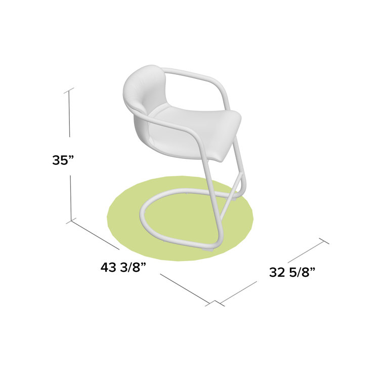White Upholstered Metal Arm Chair with Chrome Finish, Set of 2