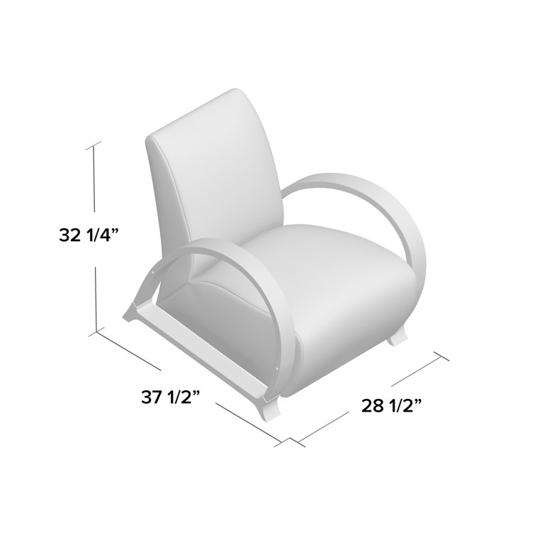 Transitional Beige Metal Base Accent Chair with Acrylic Arms