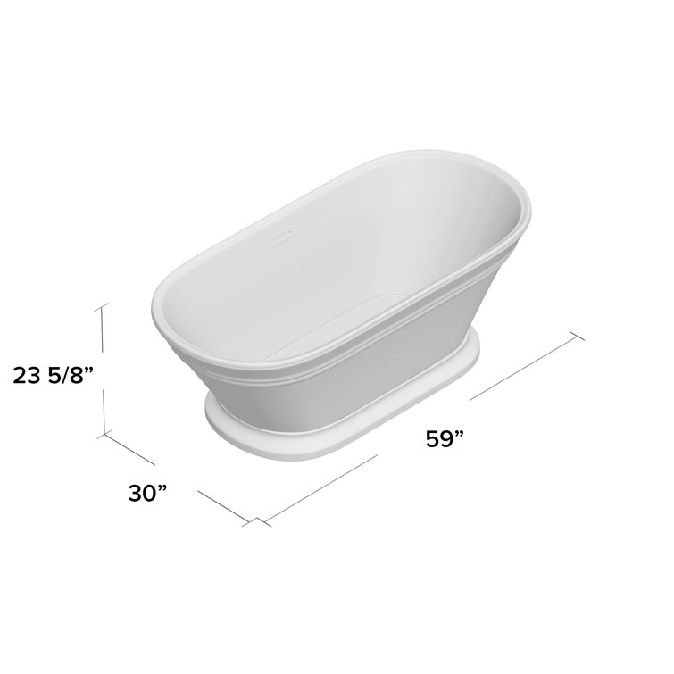 59" White Freestanding Acrylic Soaking Bathtub