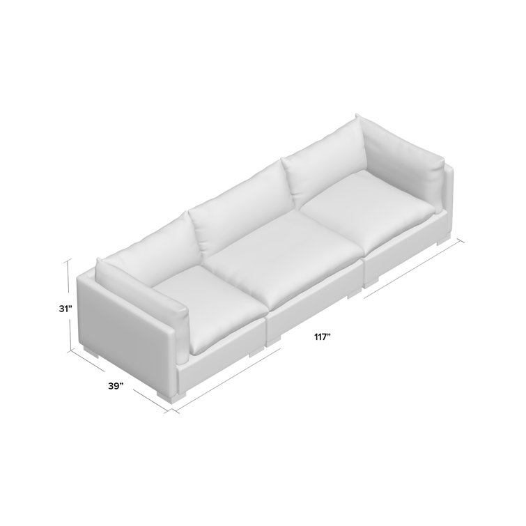 Bennett Moon Beige Three-Piece Fabric Sectional Sofa