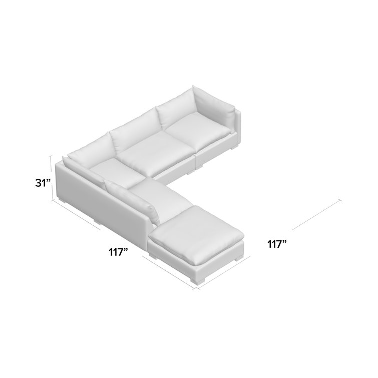 Bennett Moon Modular Sectional Sofa with Ottoman and Pillow Back