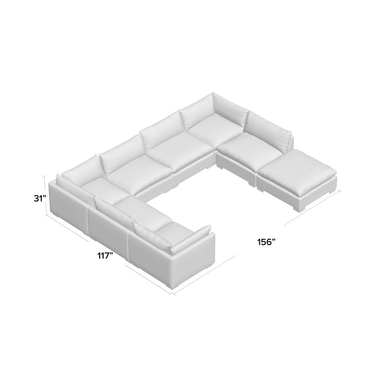 Bennett Charcoal Seven-Piece Fabric Sectional with Ottoman