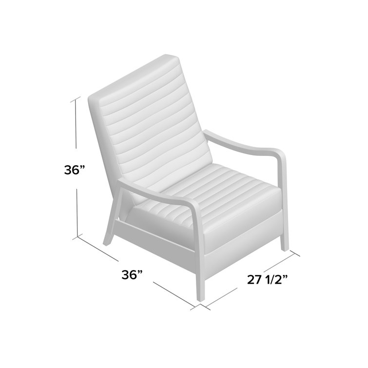 Handcrafted Cream Leather & Wood Contemporary Recliner