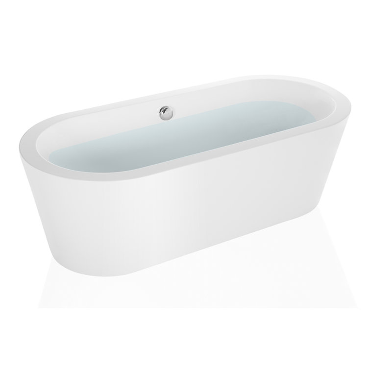 59'' White Acrylic Freestanding Soaking Bathtub