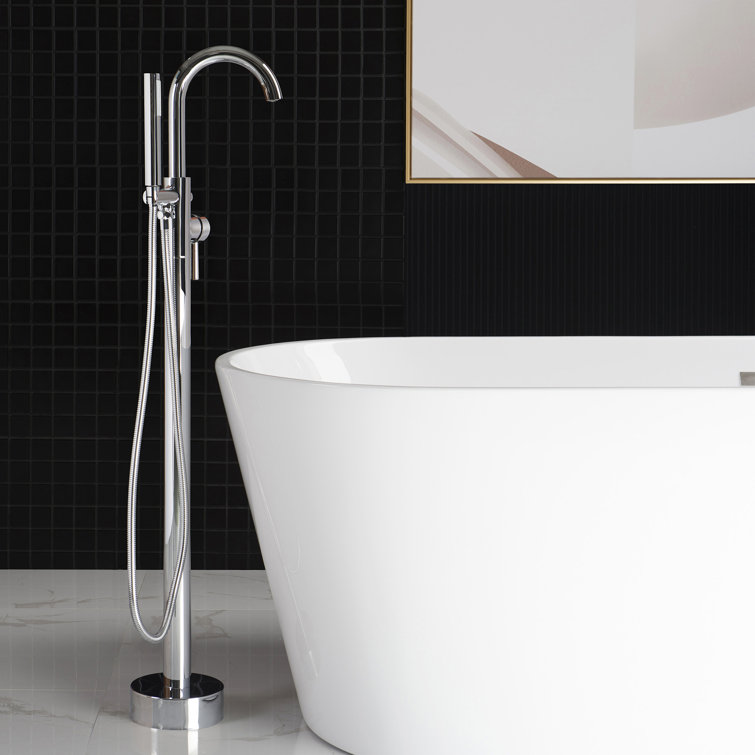Chrome Freestanding Tub Filler with Hand Shower