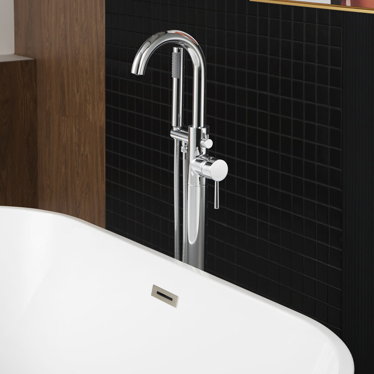 Chrome Freestanding Tub Filler with Hand Shower