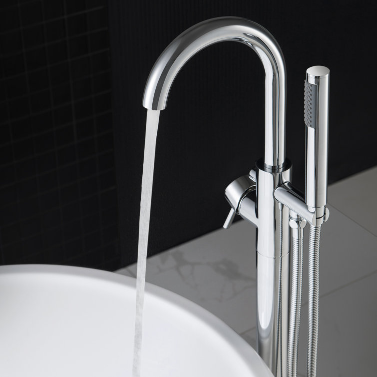 Chrome Freestanding Tub Filler with Hand Shower