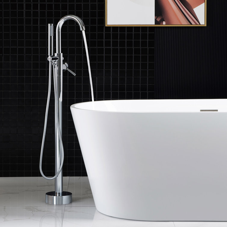 Chrome Freestanding Tub Filler with Hand Shower