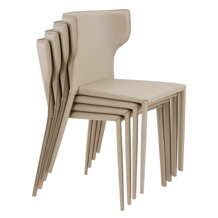 Divinia Light Gray Faux Leather Metal Stackable Side Chair
