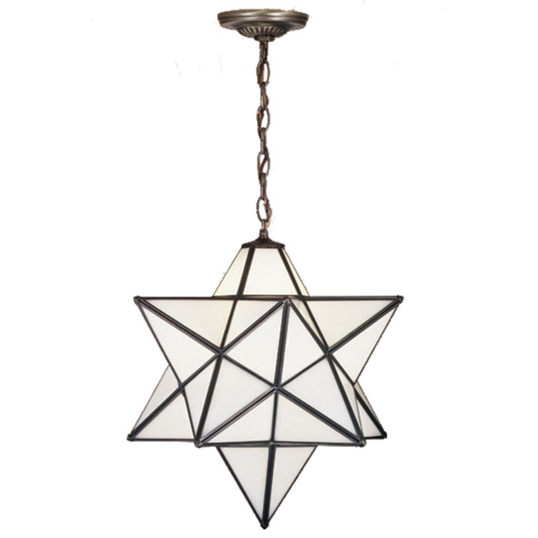12" Brown and Glass Moravian Star Pendant Light