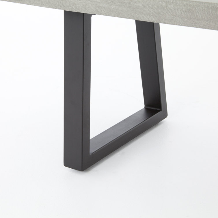 Gray Lava Stone Top Indoor/Outdoor Dining Bench with Iron Legs