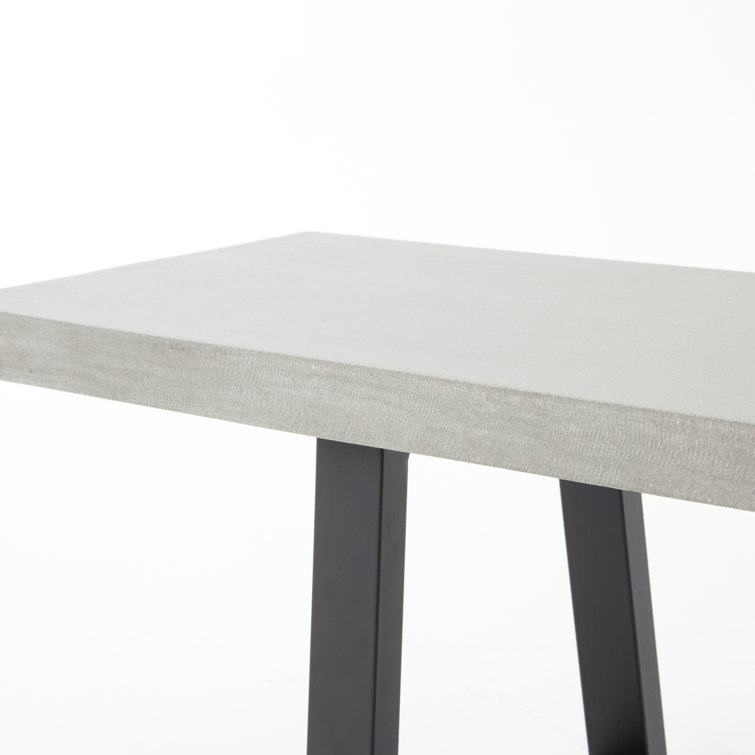 Gray Lava Stone Top Indoor/Outdoor Dining Bench with Iron Legs