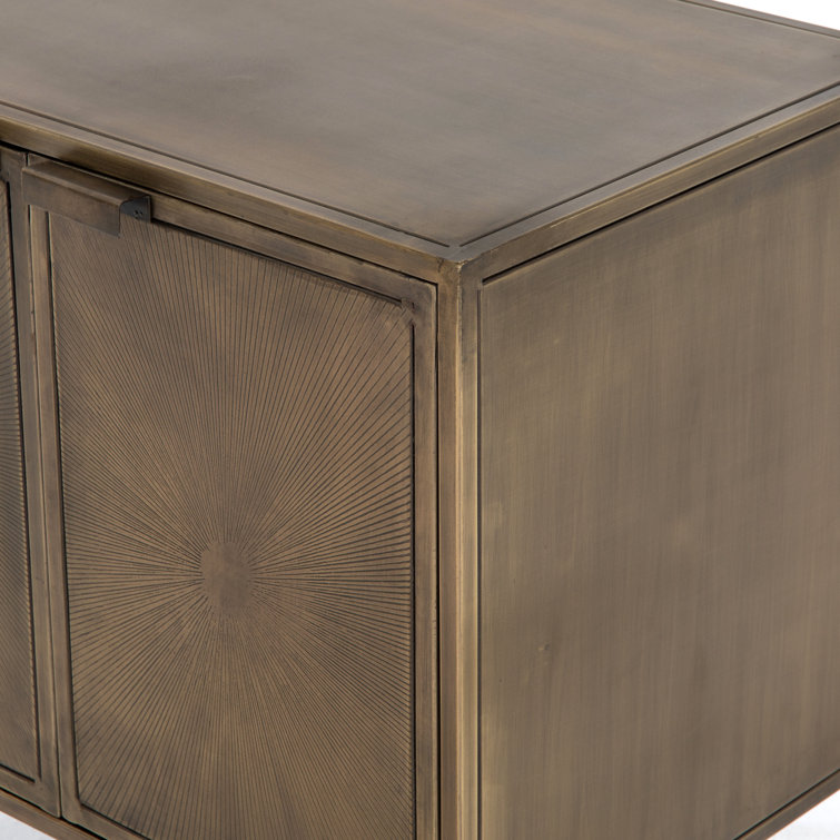Argonaut 25" Industrial Brown Metal Nightstand with Etched Sunburst