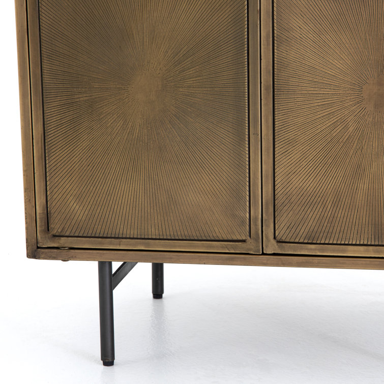 Argonaut 25" Industrial Brown Metal Nightstand with Etched Sunburst
