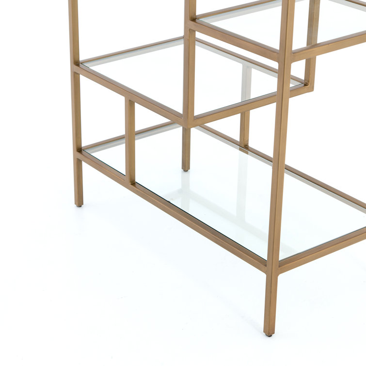 Helena Antique Brass 102'' Industrial Glass Bookcase