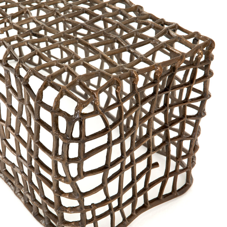 Aged Bronze Aluminum Woven Outdoor Dining Bench