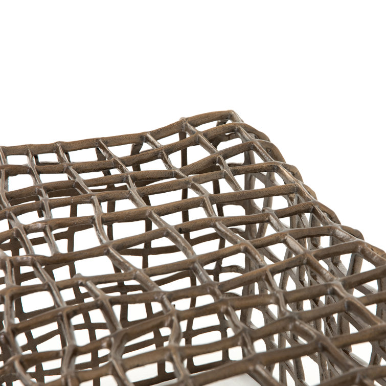 Aged Bronze Aluminum Woven Outdoor Dining Bench