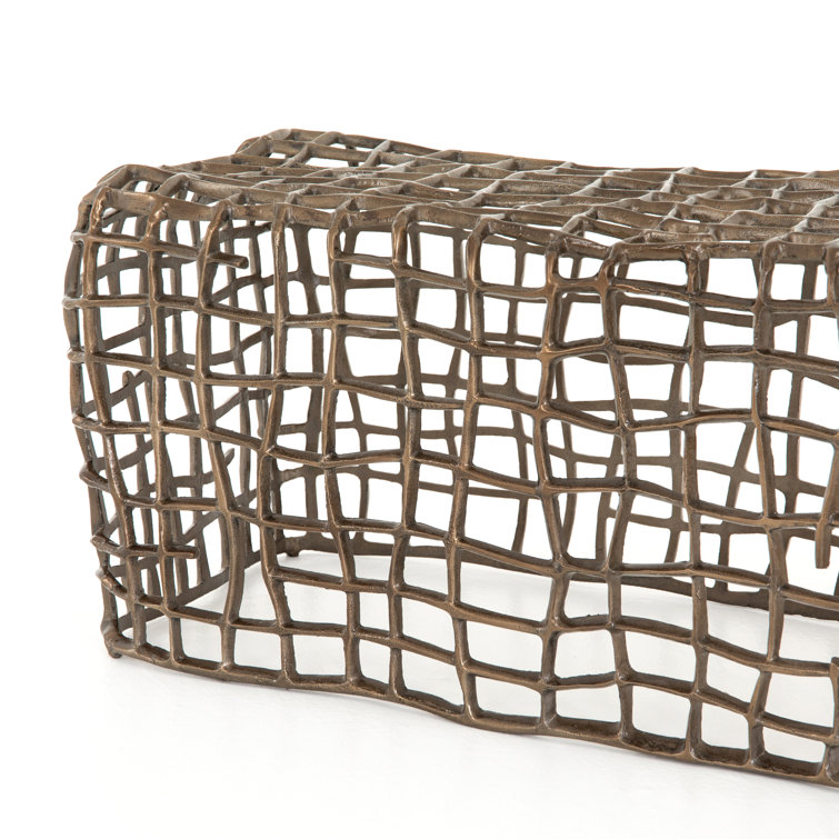 Aged Bronze Aluminum Woven Outdoor Dining Bench