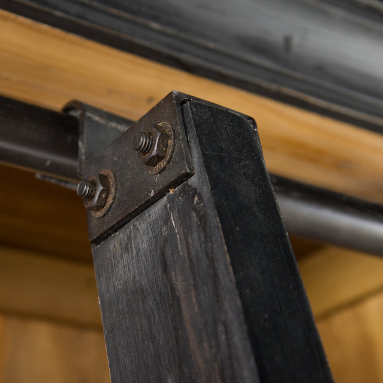 Black and Brown Industrial Bookcase with Ladder