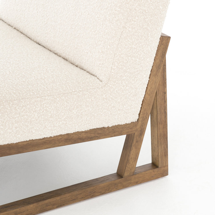 Kansia Modern Angular Wood Base Boucle Accent Chair