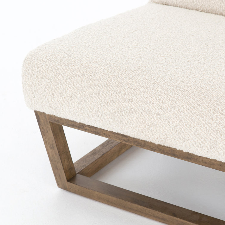 Kansia Modern Angular Wood Base Boucle Accent Chair