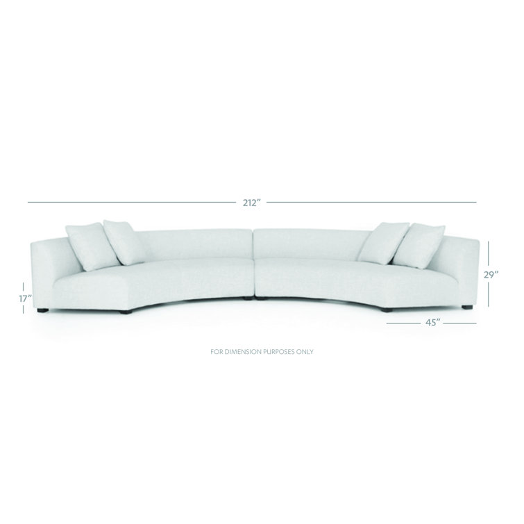 Dover Crescent Cream Linen 2-Piece Curved Modular Sectional Sofa