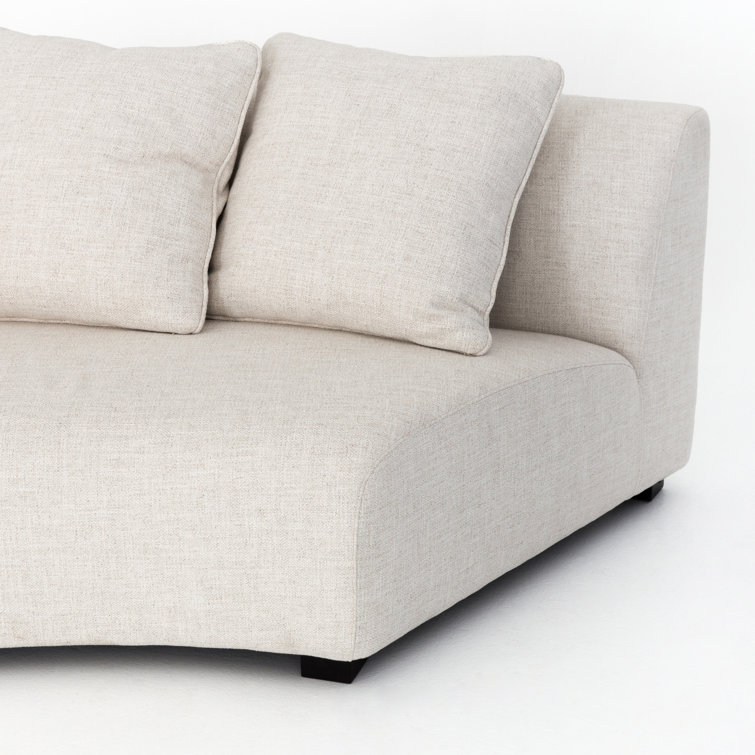 Dover Crescent Cream Linen 2-Piece Curved Modular Sectional Sofa