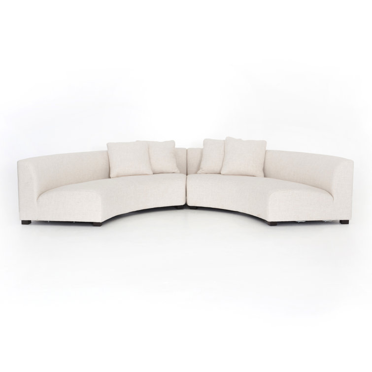 Dover Crescent Cream Linen 2-Piece Curved Modular Sectional Sofa
