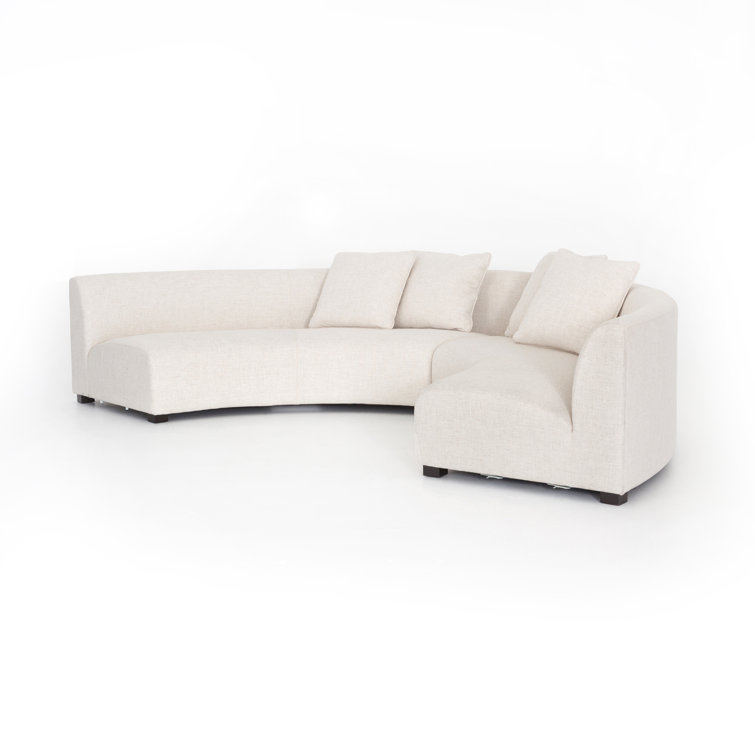 Dover Crescent Cream Linen 2-Piece Curved Modular Sectional Sofa