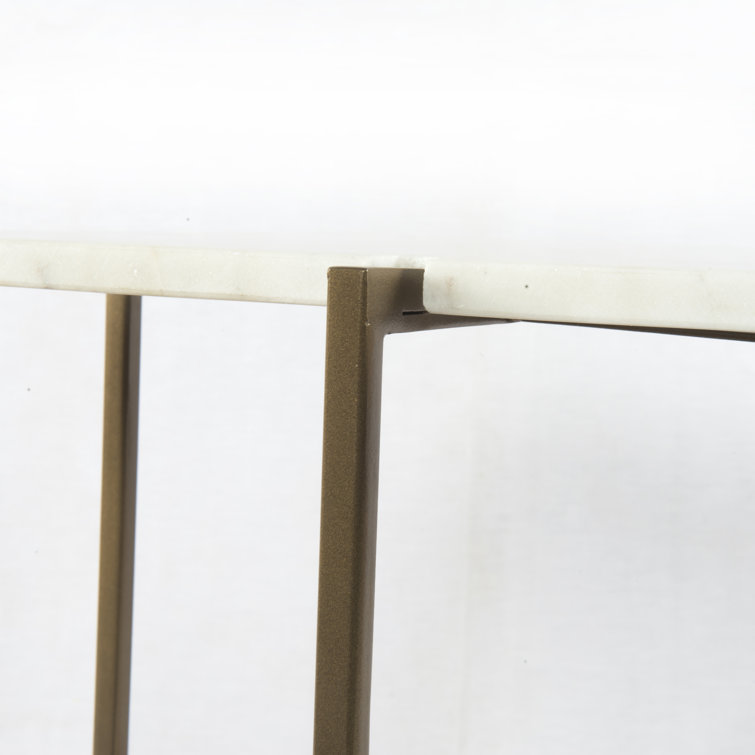 Hyla Chic Polished White Marble and Antique Brass Nightstand