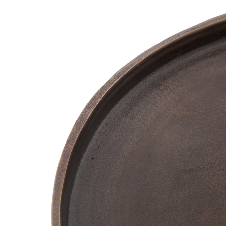 Marlow Rustic Round Stone and Metal Accent Table